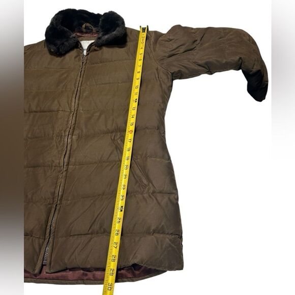 Andrew Marc Duck Down Feather Puffer Coat Chocolate Brown Jacket Faux Fur Collar - Picture 13 of 13